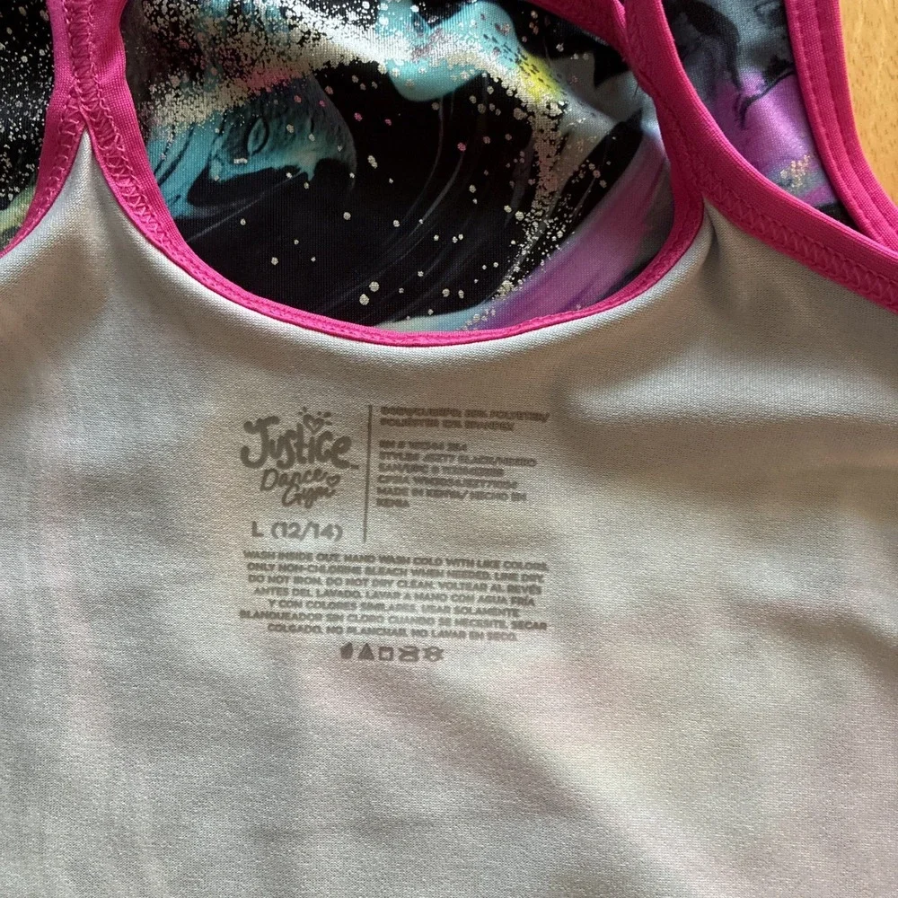 Justice Dance Leotard Size 12/14 Large Cosmic Swirl